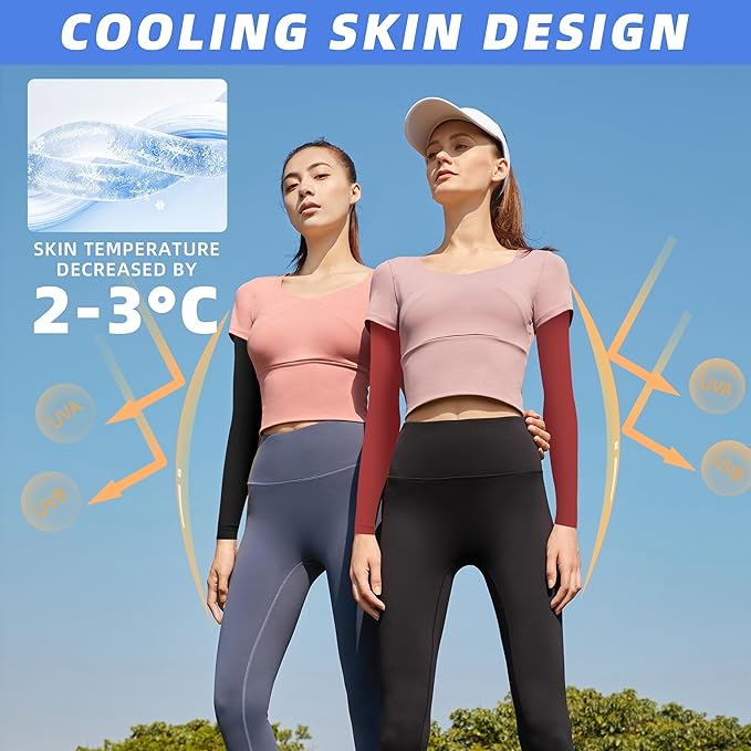 BHYTAKI UV Sun Protection Arm Sleeves, UPF 50 Sports Cooling Arm Compression Sleeves for Men Women Teenager