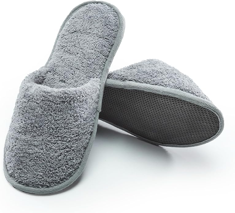 ESKYMODE Men's Cotton Bath Slippers, Terry Cloth Travel Hotel Slippers for Men