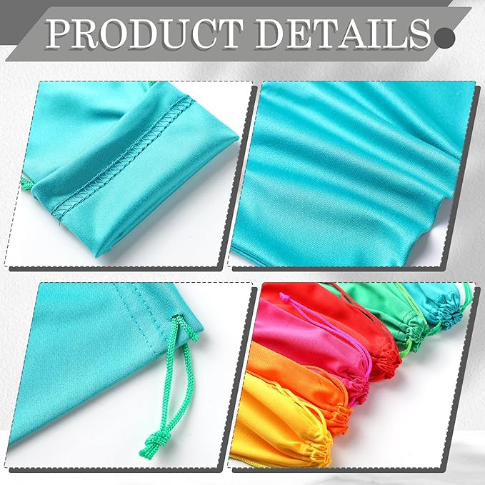 Shinylin 24 Pcs Sunglass Pouch Drawstring Microfiber Pouch Multicolor Soft Sunglasses Case Sunglasses Bag Eyeglass(Bright Colors,Fresh)