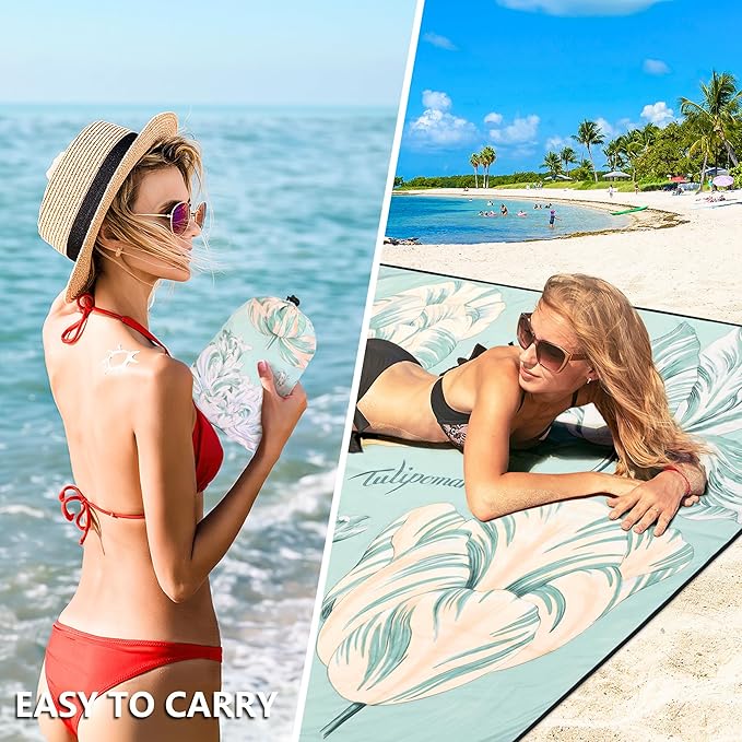 HIHOHO Beach Blanket Waterproof Sandproof Extra Large Beach Mat 79" X 83"/120"x108"for 1-8 Adults Quick Drying Durable Outdoor Picnic Mat for Beach Travel Camping Hiking