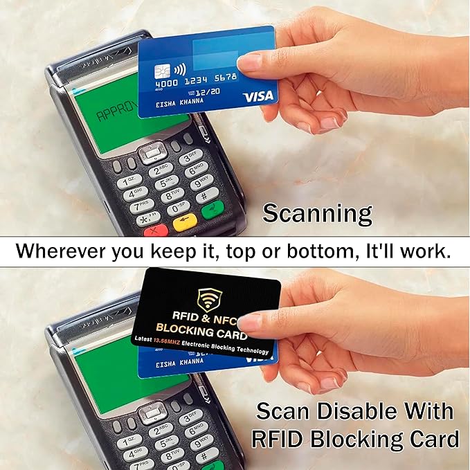 SaiTech IT 20 Pack RFID Blocking Card, One Card Protects Entire Wallet Purse, NFC Contactless Bank Debit Credit Card Protector ID ATM Guard Card Blocker–(Black)