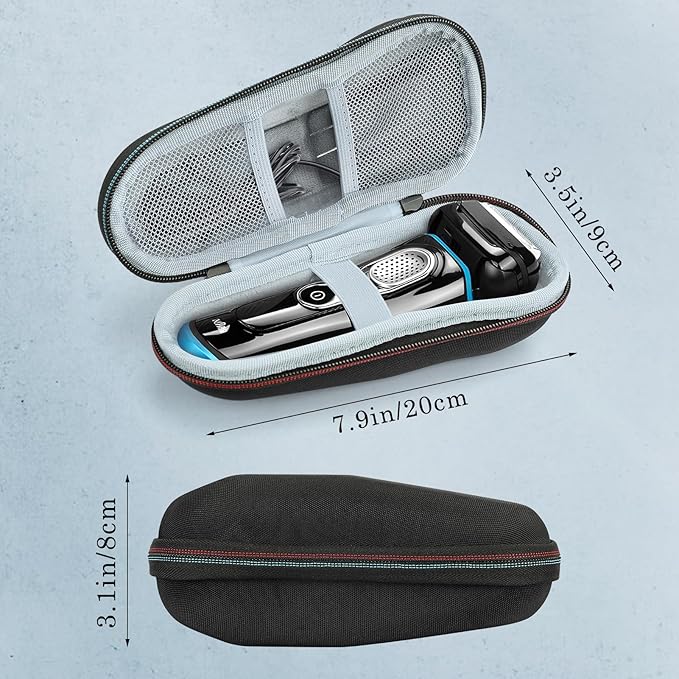Braun Shaver Travel Case - Hard EVA Protective Holder for Series 3/5/6/7/8/9 Pro+ & All Models (Fits 3s, 5s, 7s, 8s, 9s)-Water-Resistant Men's Electric Razor Storage Pouch for Gym & Vacation
