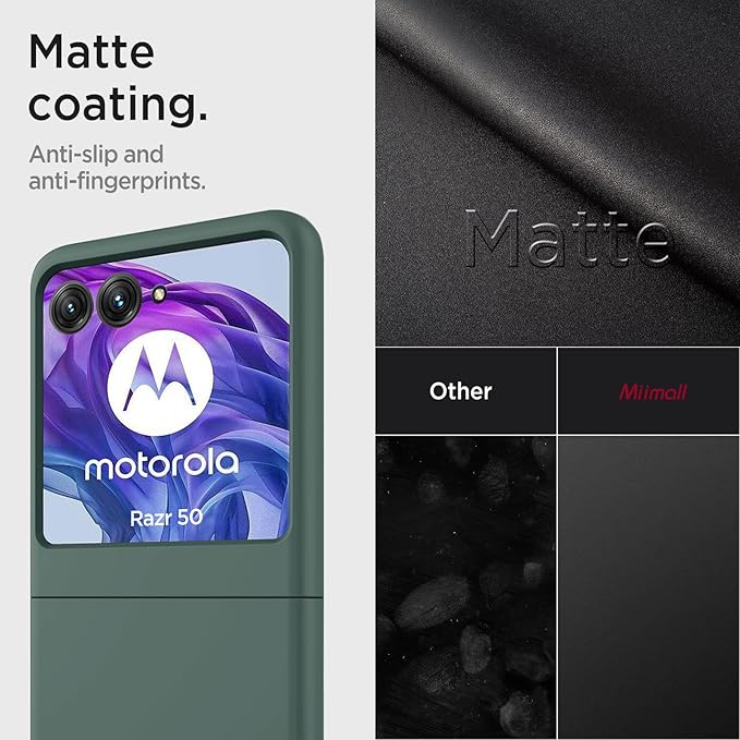Miimall Slim Case for Motorola Razr 2024 with Screen Protector,Ultra-Thin [Military Grade Shockproof][Camera Protection] Drop-Proof Hard Nonslip Grip Cover,Full Body Rugged Moto Razr 2024 Case,Green