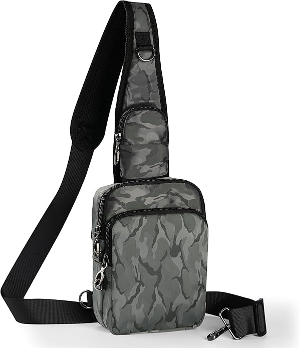 Sling Bag, Crossbody Bag with Zipper Lock, RFID & Water Resistant for Women and Men Small Chest Bag for Travel Casual