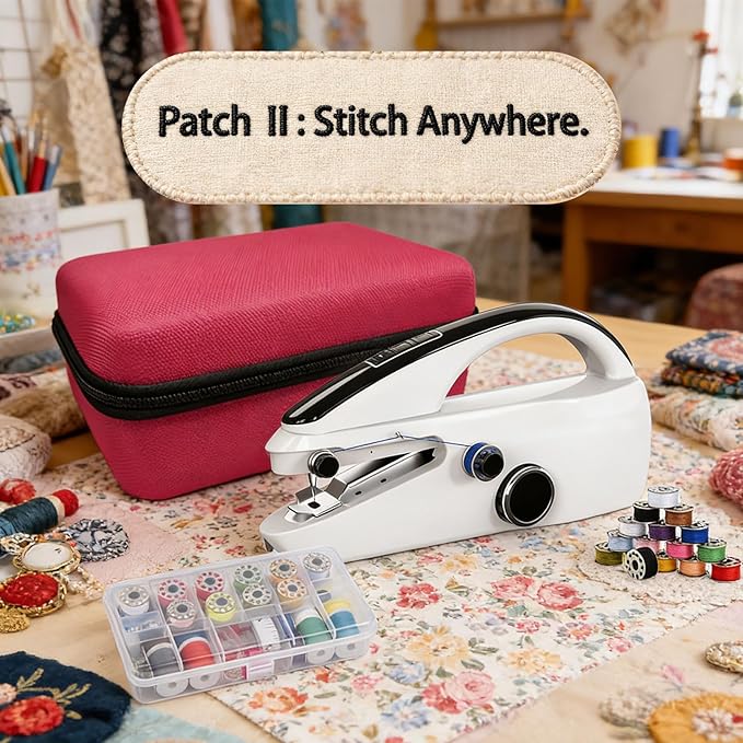 Handheld Sewing Machine, Two-Speed Portable Mini Sewing Machine for Beginners, Electric Handheld Sewing Machine with Red Case & Accessories. DIY Home & Travel Sewing kit for adults.Black