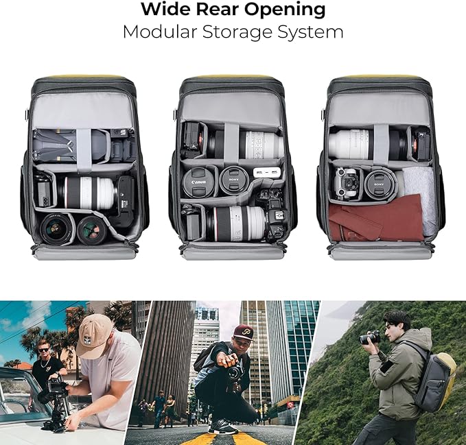K&F CONCEPT Professional Camera bag Backpack 25L Large Capacity Camera Case with Raincover 15.6 Inch Laptop Compartment Compatible with Canon/Nikon/Sony/DJI Mavic Drone Travel Camera Backpack