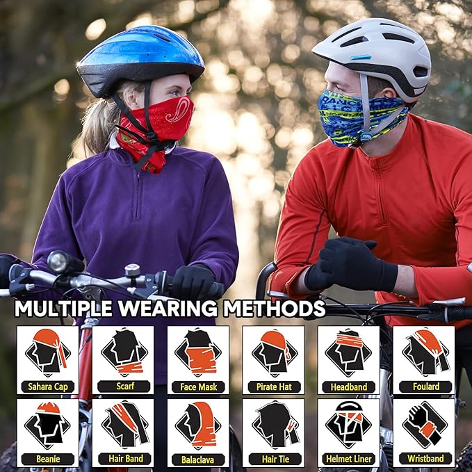 Tarpop 12/30 Pcs Neck Gaiters Scarf Elastic Wrap Headband Sweat Absorbing Bandana for Women Men Sports Yoga Running