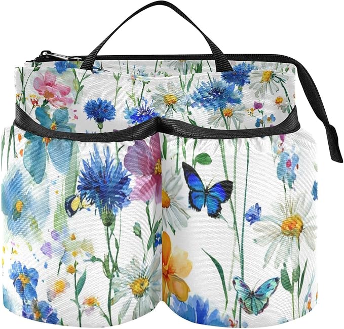 Luggage Cup Holder for Suitcases Free Hands Suitcase Cup Holder Travel Luggage Drink Holder Portable Luggage Cup Caddy Bag Carrier with Handle Watercolor Cornflower Daisy