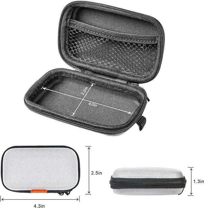 Small EVA Electronic Carrying Case - Hard Shell Protection Zipper Case for Earbud, Wired Earpiece, Bluetooth Headset, Earphone, Charger - Cell Phone Accessories Small Gadgets Organizer - Silver