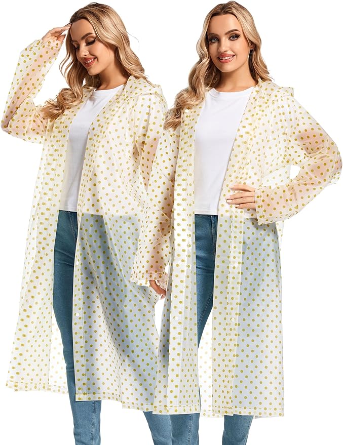 2PCS Rain Ponchos for Adults Reusable Rain Coats for Adults Rain Jackets Raincoats for Men Women