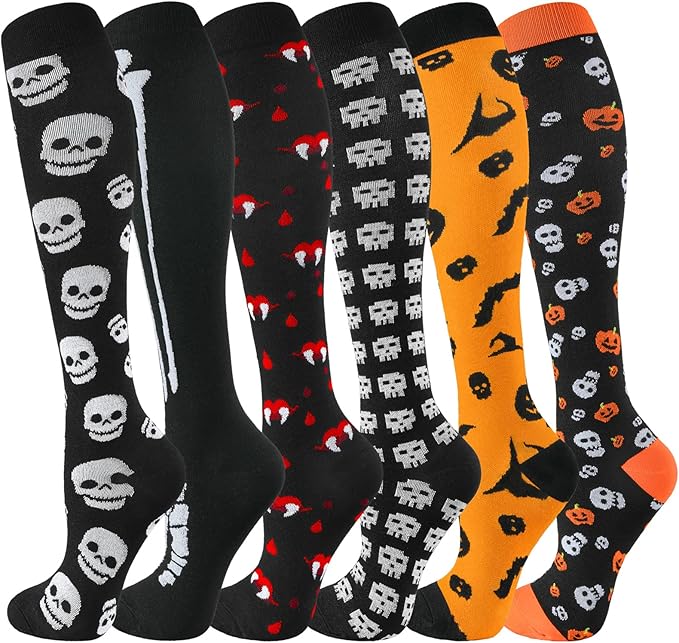 bropite Flora Compression Socks for Women & Men-Knee high 6 Pairs 20-30mmhg Support Running Nurse Travel