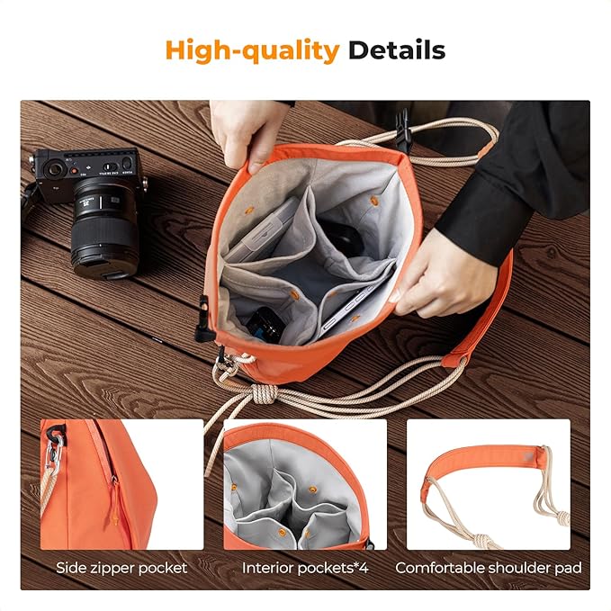 K&F CONCEPT Camera Sling Bag Small Camera Compact Case, Cute Soft Camera Pouch Handbag for Urban Street Photography