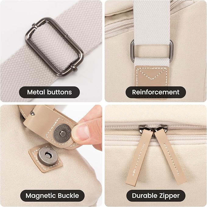 Cwatcun Camera Sling Bag for Women， Small Crossbody Bag Canvas Purse Compatible for Canon, Nikon, Sony Mirrorless Cameras & Lenses Cute Retro Beige