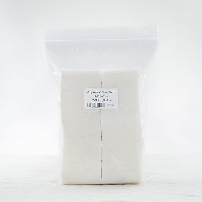 Japanese Organic Cotton Pads 100 Pieces 100% Organic Unbleached [Made in Japan] (4 Packs)