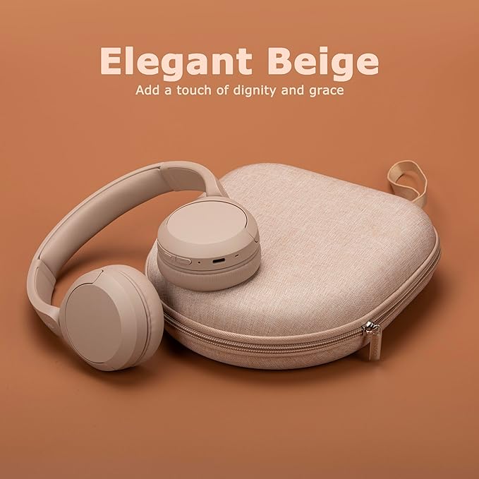 Ginsco Universal Headphone Case Compatible with JBL Tune 510BT 720BT, Sony WH-CH 720N/WH-CH520, with Sony/JBL/Soundcore Life Q20i Q30/BERIBES/TOZO/KVIDIO etc Wireless Headphones Beige
