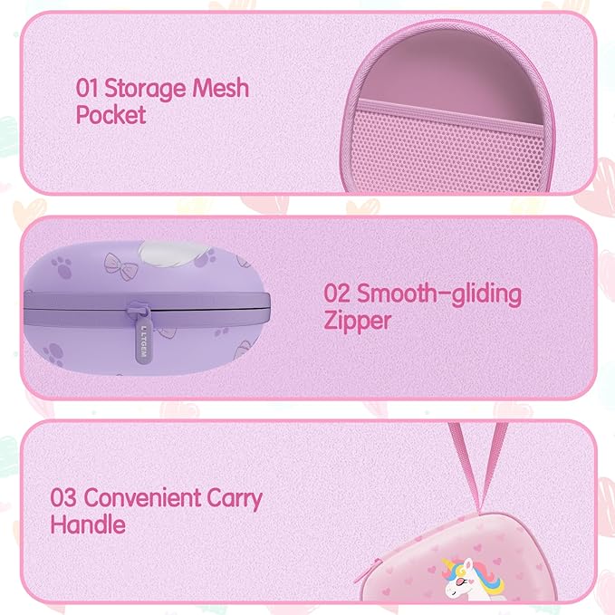 Kids Headphones Case Compatible with iClever HS19 / BTH12 / BTH22 / BTH20, Candy Bila BH03, JoySpark-T5, MIDOLA MD-B01, EarFun, IMYB, Noot Products Foldable Kids Headphones, Dinosaur Green(Case Only)