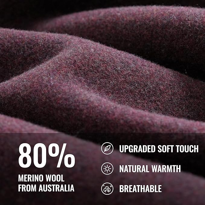 ACUSHLA 80% Merino Wool Camp Blanket - Soft Warm Thick Blanket Throw for Bed Couch Outdoor Camping Travel Car Sleeping Patio Porch, 59"x79" Brown