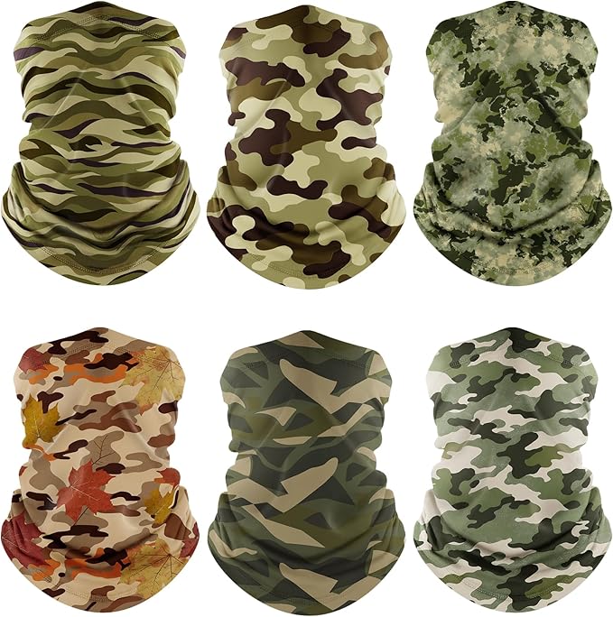 Fuinloth Neck Gaiter, 6 Pack Cooling UV Protection Bandana Face Mask Gator Scarf for Men Women