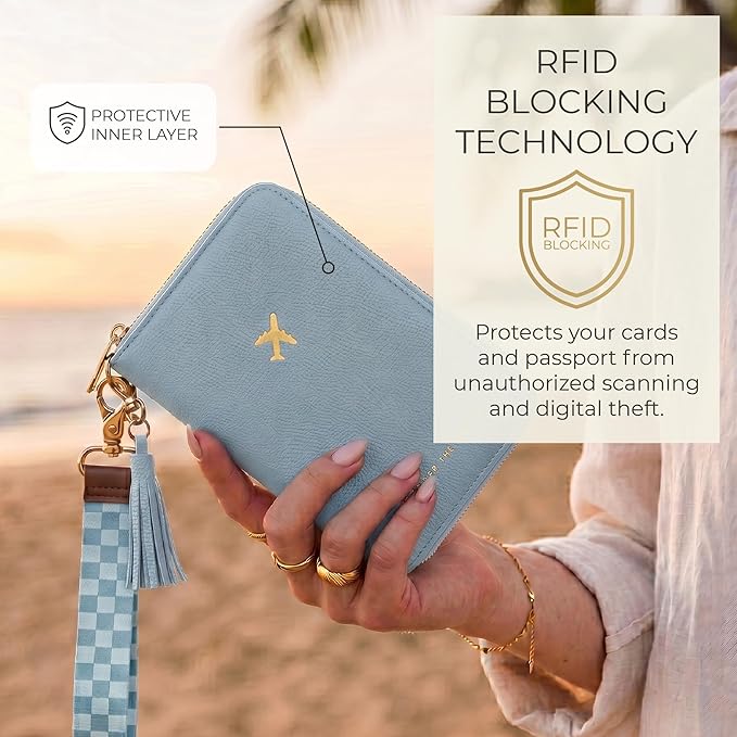 Beautiful Passport Holder for Travel with Wristlet Strap - All-in-One Wallet for Women with Card Slots and Tassel Keychain - Perfect RFID Blocking Case to Keep Your Travel Documents Organized & Safe