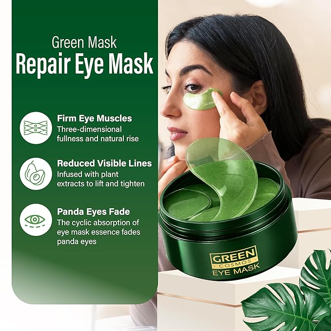 Avocado Collagen Eye Patches – Hydrating Under Eye Masks (30 Pairs) – Brightening, Anti-Puffiness, Dark Circles & Fine Lines – Green Hydrogel Eye Mask for Women & Men