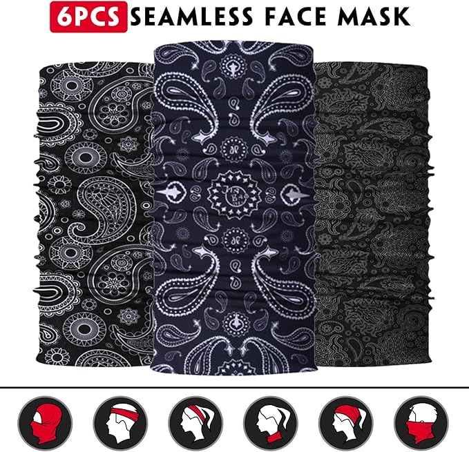 Neck Gaiter for Men Women Headwear Bandana Head Wrap Face Scarf Mask Cover Warmer Balaclava-Seamless & Versatile