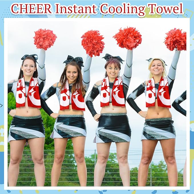 24 Pcs Cheerleader Cooling Towel Cheer Gifts Bulk for Team Cheer Sports Gifts with Bags 40" x 12" Breathable Chilly Microfiber Cooling Towel for Yoga Sport Gym Party Favor (Red)
