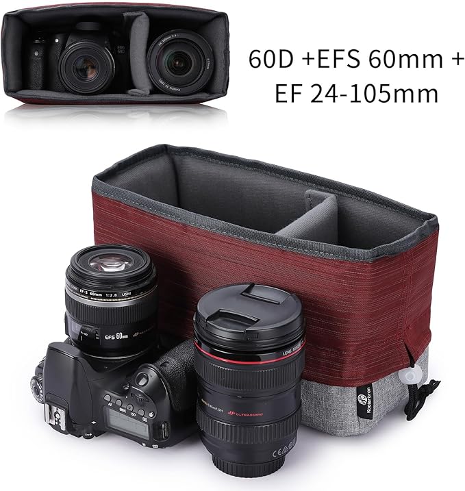Koolertron Waterproof DSLR Camera Bag with Removable Insert, Adjustable Compartments, Fits in Camera Bags - Protective Case for DSLR/SLR Cameras & Accessories