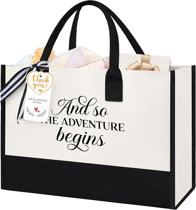 BAGAIL Initial Tote Bag, Personalized Birthday Gifts for Women, Teacher, Friends, Mom, Wedding, Monogrammed Beach Bag