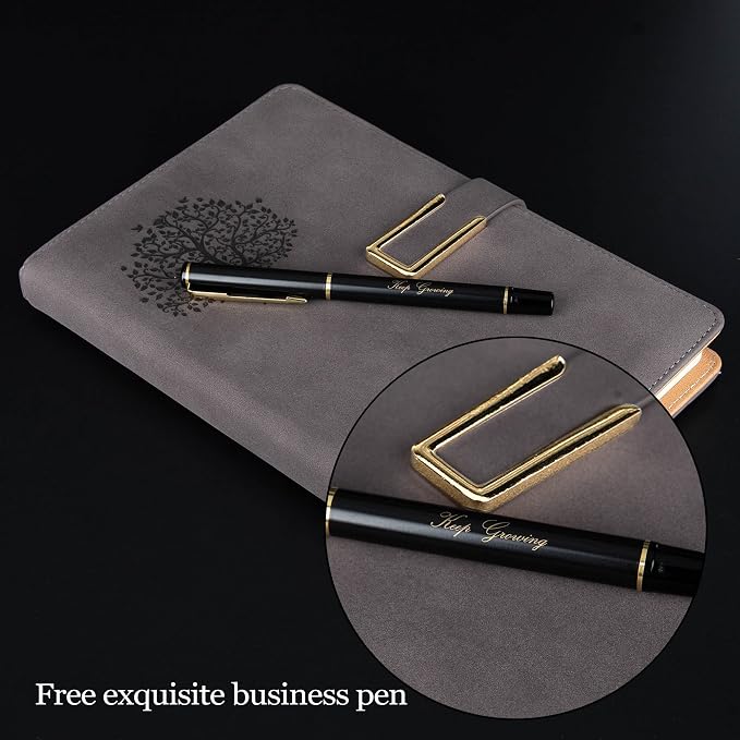 Fanery sue Tree of Life Refillable Writing Journal for Women&Men Faux Leather Hardcover Notebook A5 College Ruled 200 Lined Pages Lay-Flat Personal Diary with Pen&Magnetic Buckle(Tree of Life-Coffee)