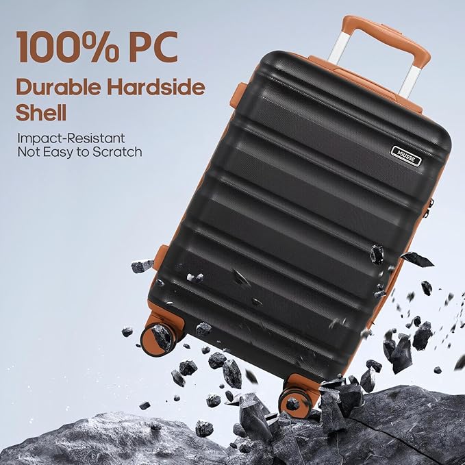 7 Piece Luggage Sets with Premium YKK Zipper, 20/24/28in PC Hardside Suitcase With Spinner Wheels, Luggage Airline Approved, Durable Suitcase Sets with TSA Locks for Travel