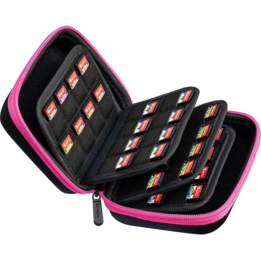 ButterFox 64 Switch Game Case for Nintendo Switch, Switch Game Card Storage Holder or SD Memory Card Case (64 Pink/Black)