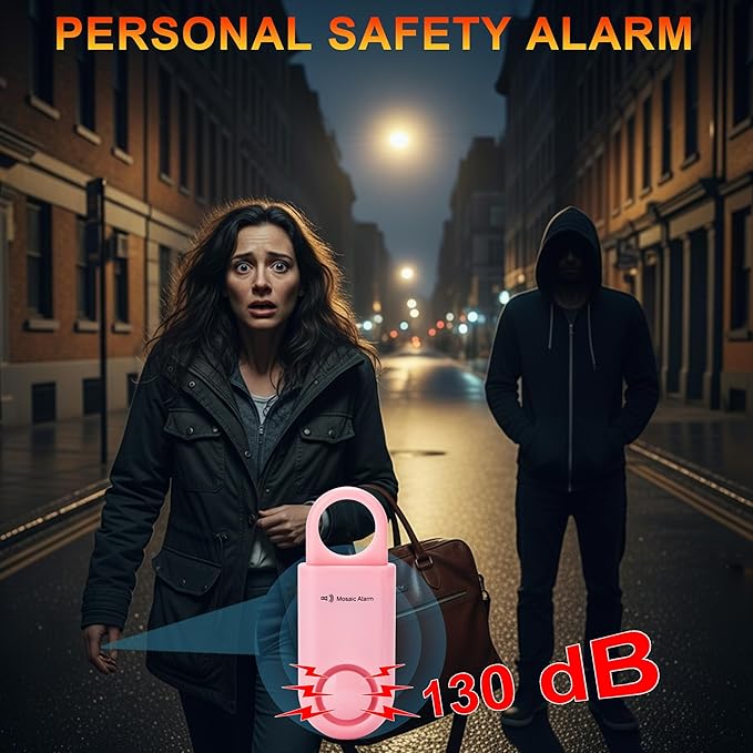 2 Pack Personal Safety Alarm Replaceable Battery | Ultra-Lightweight (0.8 oz) Keychain Siren for Women, Student, Children, Night Runner. SOS Emergency 130db Loud Hiking Alert Bulky-Free. Pink