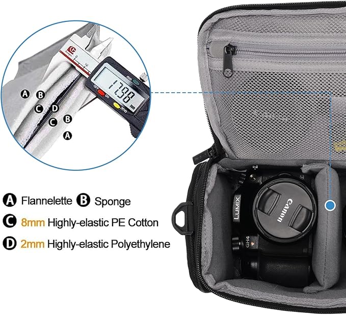CADeN Camera Shoulder Crossbody Bag Case Compatible for Nikon, Canon, Sony SLR/DSLR Mirrorless Cameras and Lenses Waterproof(1.0 M, Black)