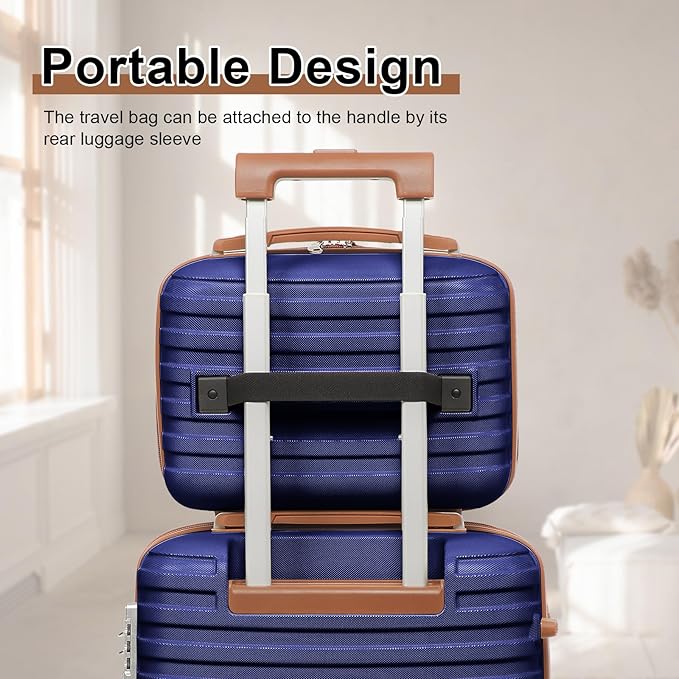 Joyway Carry On Luggage 20 Inch Expandable Suitcase with Spinner Wheel, 4 Piece Hard Shell Luggage Set with TSA Lock(Navy brown)