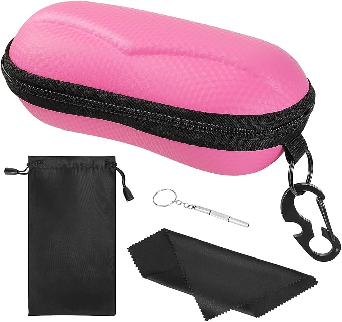 MoKo Semi Hard Shell Sunglasses Case, Unisex Protective Eyeglass Case Glasses Case Holder with Metal Hanging Hook