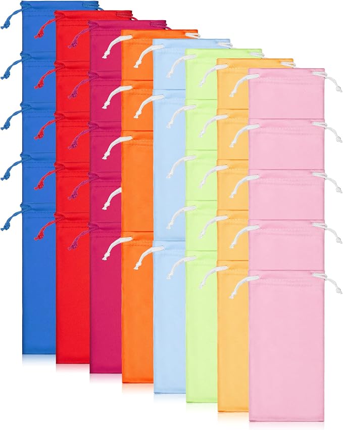 Flutesan 40 Pack Microfiber Case Pouch Bag Glasses Sunglasses Case with 2 Pieces Cleaning Cloth