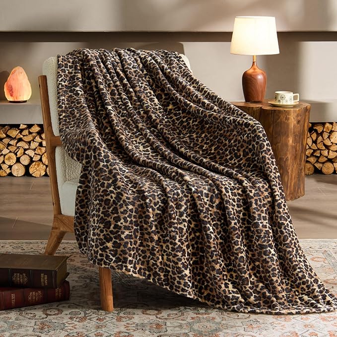 BEDELITE Fleece Blanke for Couch & Bed Leopard Print Throw Blanket – Soft Cheetah Blanket, Cozy Lightweight Fleece Animal Print Throw, 60"x 80", Dark Brown