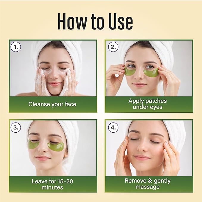 Avocado Collagen Eye Patches – Hydrating Under Eye Masks (30 Pairs) – Brightening, Anti-Puffiness, Dark Circles & Fine Lines – Green Hydrogel Eye Mask for Women & Men