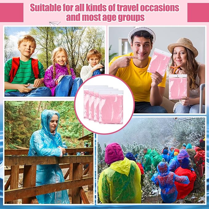 Handepo 100 Pack of Adult Rain Ponchos with Hood Disposable Plastic Rain Ponchos Bulk Emergency Raincoat for Men Women Adult