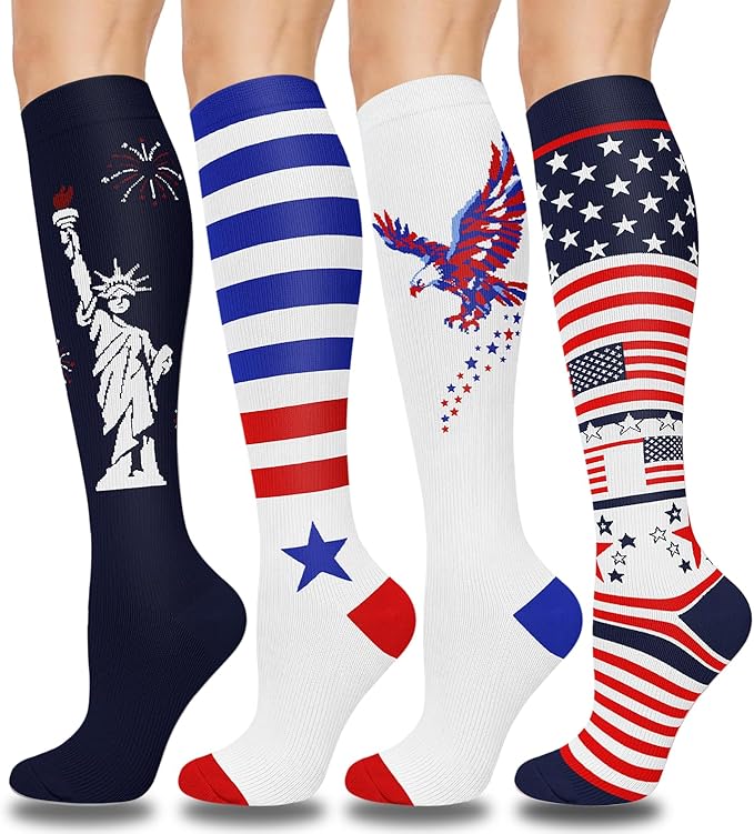 Aoliks Compression Socks for Women & Men 4 Pairs, Best Support for Nurses Running Travel
