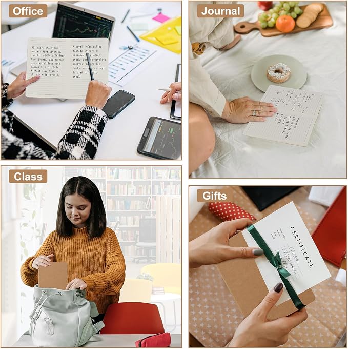 ZCZN 50 Pack A5 Kraft Notebooks Bulk, 8.15x5.5 Inches Lined Paper Journaling Notebooks, Notebooks for Work, Composition Notebooks for School, Journal Notebooks for Office, 60 Pages