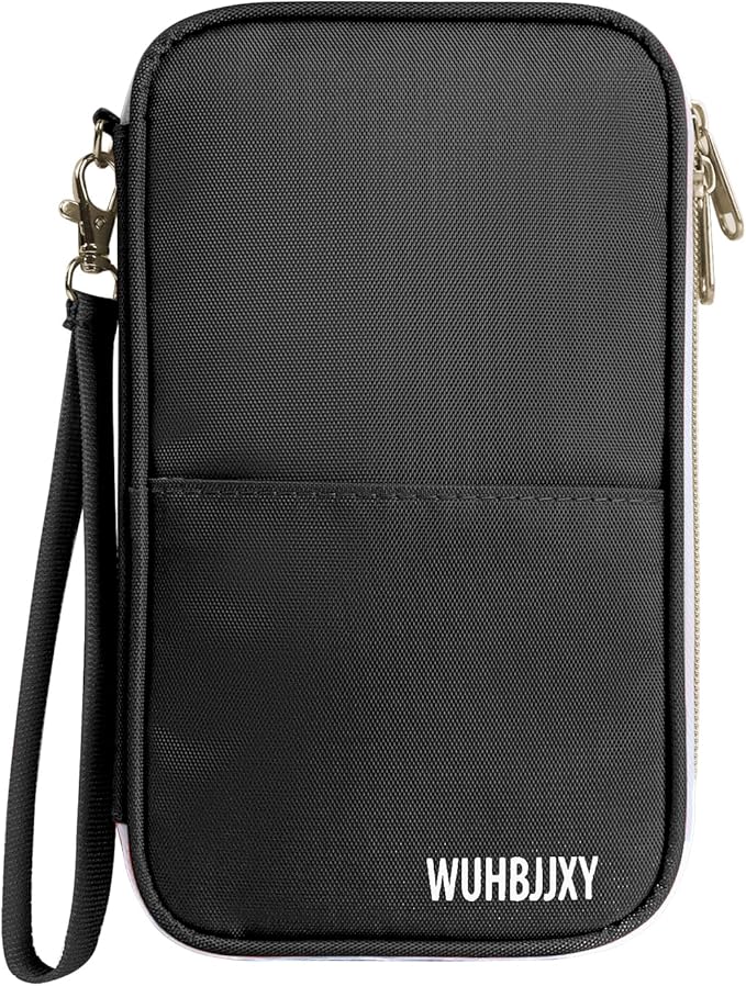 Secure,Valuable Practical, RFID Family Passport holder, Travel wallet (Black), Travel document Organizer, Passport Bag, Three-layer Design, Strong Storage Function