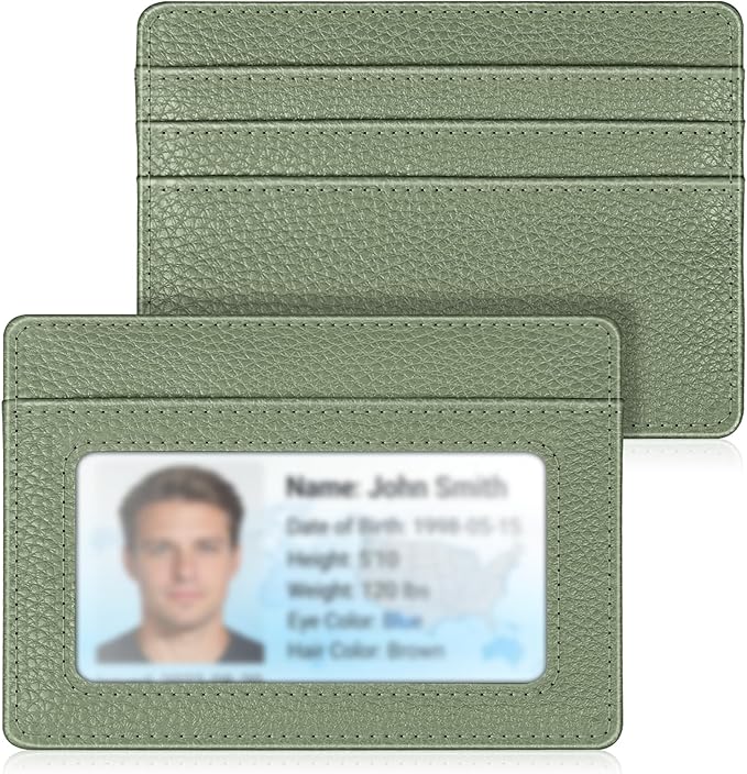FINTIE Slim Minimalist Front Pocket Wallet, RFID Blocking Credit Card Holder Card Cases with ID Window for Men Women, Sage Green