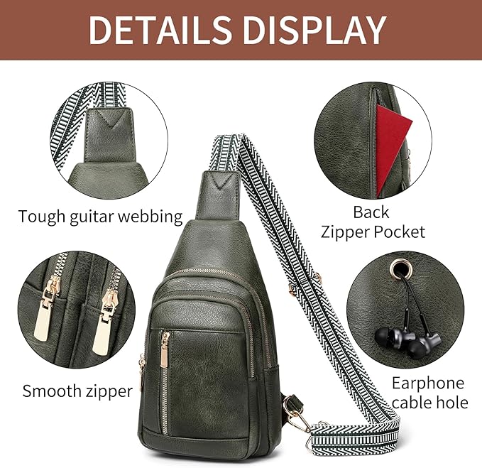 GAEKEAO Sling Bag for Women Crossbody Bags Vegan Leather Fanny Pack Chest Trendy Shoulder Bag for Travel Everyday Vacation