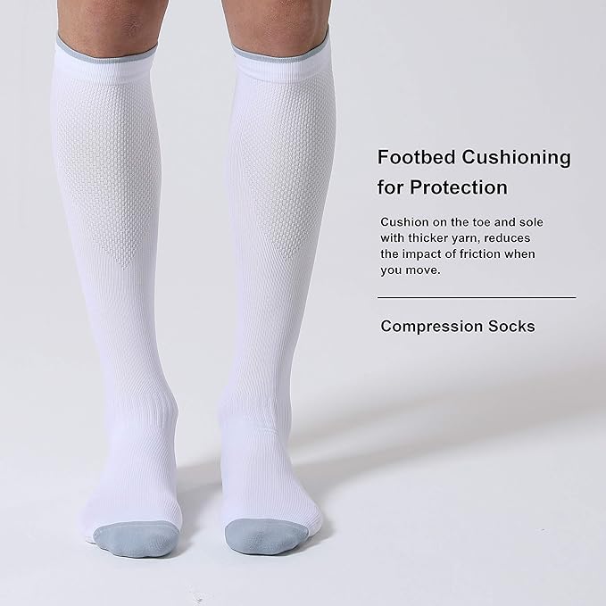 CS CELERSPORT 3 Pairs Compression Socks for Men and Women 20-30 mmHg Running Support Socks