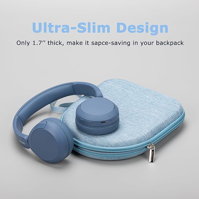 Ginsco Case Compatible with Sony WH-CH520 Wireless Headphones Bluetooth On-Ear Headset with Microphone, with JBL Tune 510BT/520BT/500BT Ultra-Slim Hard Shell Case for On Ear Headphones (Light Blue)