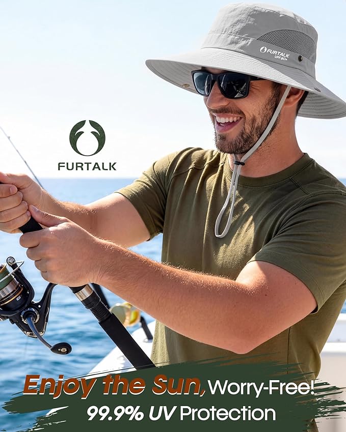 FURTALK Mens Bucket Sun Hat UPF 80+ Wide Brim Hiking Fishing Beach Outdoor Hats