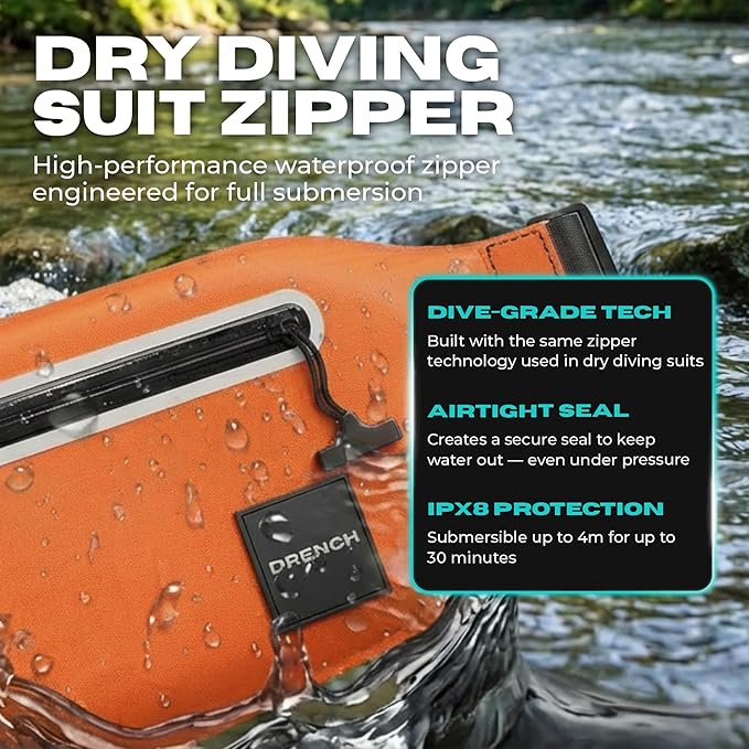 Drench Waterproof Fanny Pack & Waterproof Phone Pouch Set | IPX8 Submersible Waist Pack Dry Bag for Fishing, Hiking, Camping, Kayaking, Paddle Boarding & Water Sports | Orange