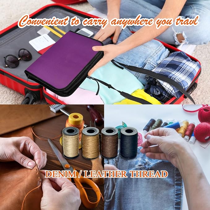 Sewing Kit with Case Portable Sewing Supplies for Home Traveler, Adults, Beginner, Emergency, Contains 60 Sewing Thread, Scissors, Needles, Measure etc（Dark Burgundy，XL)