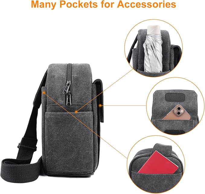 TULLIO Small Camera Bag, Lightweight Camera Sling Bag Waterproof DSLR/Mirrorless Crossbody Case with Rain Cover Everyday Shoulder Photgraphy Bag for Photographers
